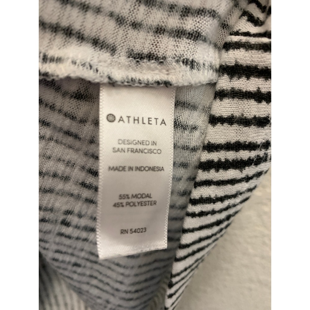 Athleta Tank Top Women XS Black White Striped Sleeveless Modal Blend Scoop Neck - Picture 3 of 5